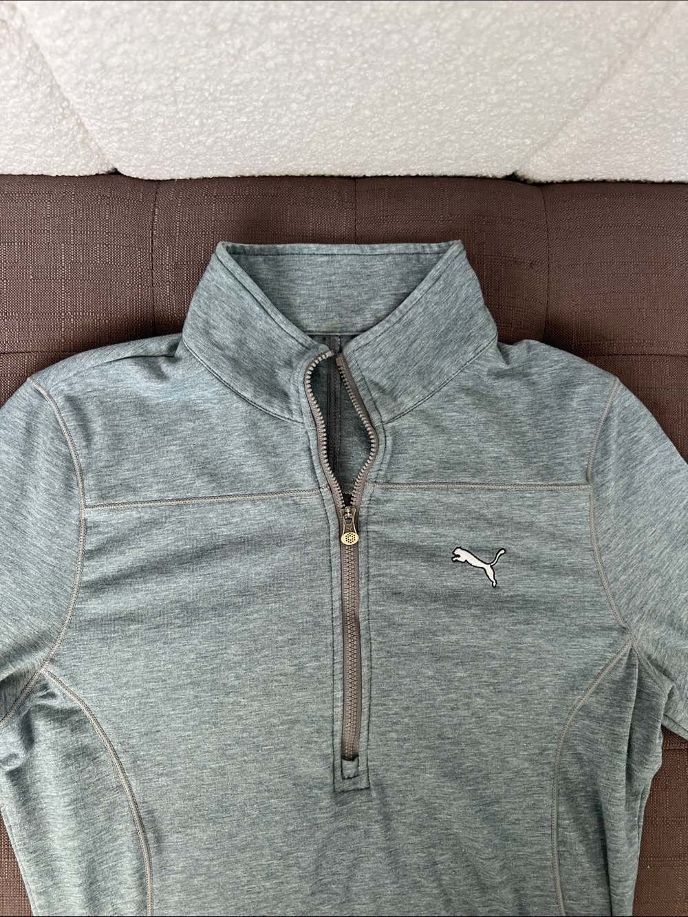 Puma Gray 1/4 Zip-Up Jacket with Thumbholes ~ XS